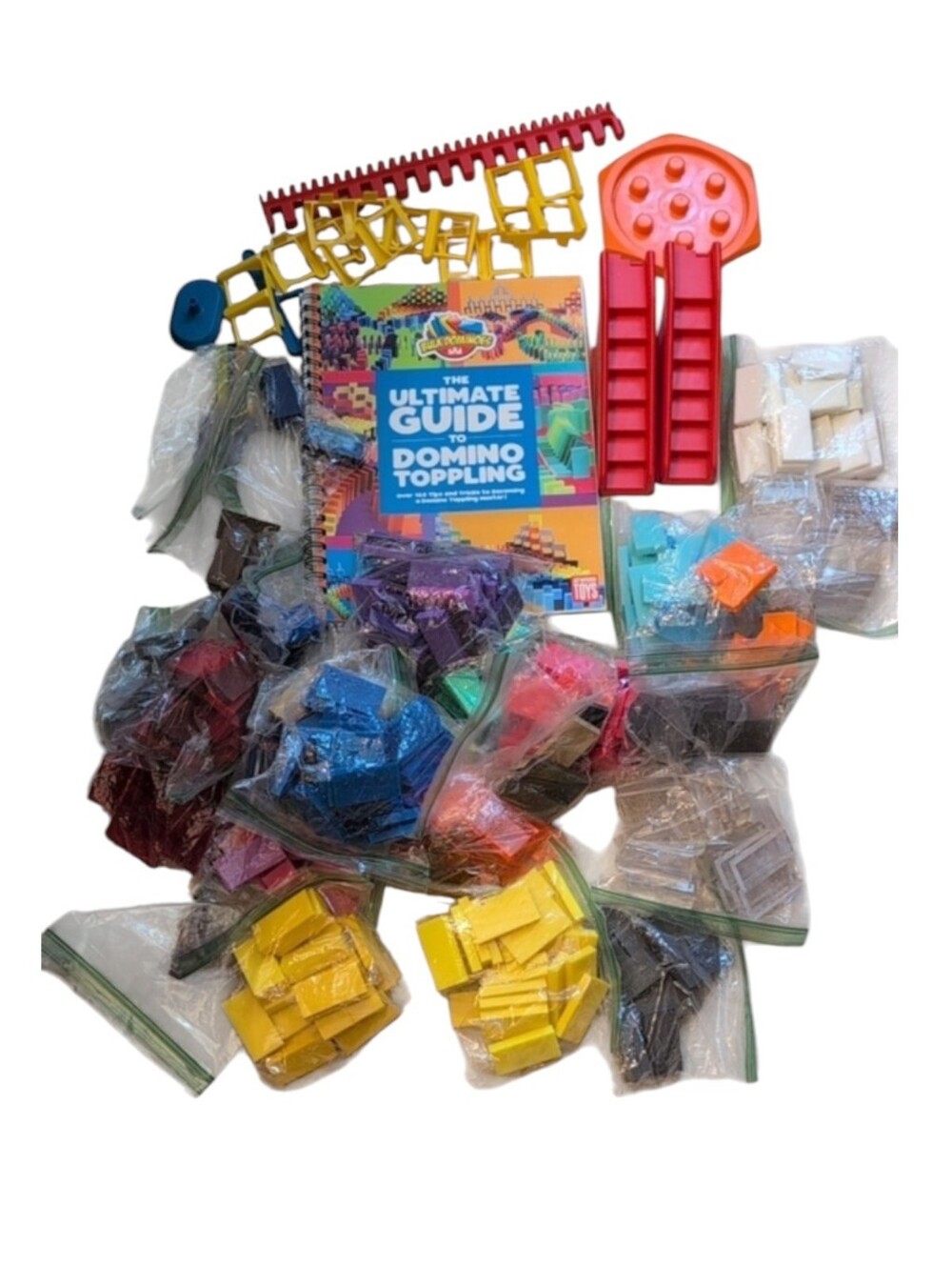 Huge Lot Of Toppling Dominos, Ideas Book And Accessories